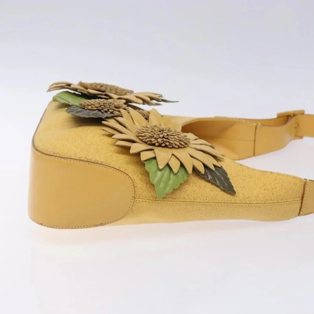 Salvatore Ferragamo Sunflower Shoulder Bag Canvas Yellow Auth 133137 - Picture 4 of 16